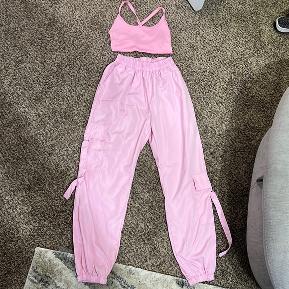 Pink Two-Piece Jogger & Croptop Set - Picture 4 of 9